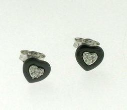 A Lobo Cuore Ceramica Nera Argento 925 Rodiato Brillanti