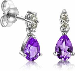 A Lobo Da Donna Con Ametista , Oro Bianco 9k...