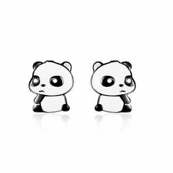 A Lobo Donna Panda Bambino Smalto Nero E Bianco 925 Argento 