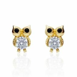 A Lobo Donna Piccoli Gufetto Zirconato Stroili In Oro Giallo