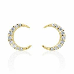 A Lobo Donna Piccoli Mezza Luna Zirconi Stroili In Oro Giall