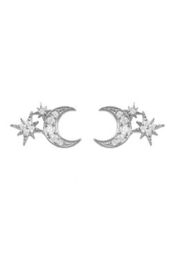 A Lobo Piccoli Luna Stella Starburst Bianco Cz 925 Argento M