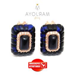 A Lobo Rettangolari In Argento 925 Ros&egrave; Con Quarzo Blu E Zi