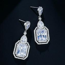 A Perno Arte Deco Goccia Rettangolo Placcato Oro Bianco Retr