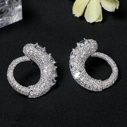 A Perno Cerchio Serpente Cz Placcato Oro Bianco Matrimonio G