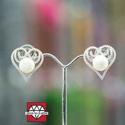 A Perno Di Argento 925 A Perno Con Zirconi E Perle Di Fiume 