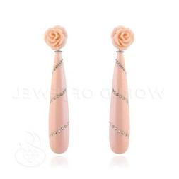 A Perno Di Argento 925 A Perno Con Rosa Di Resina E Goccia D