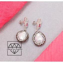 A Perno Di Argento 925 Con Zirconi E Perle Di Fiume Con Marc