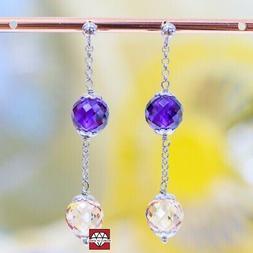 A Perno Di Argento 925 Con Sfere Di Zirconi Sfaccettati E Ca