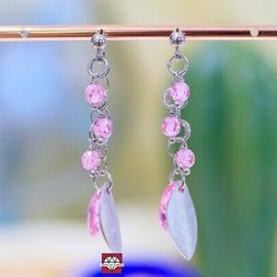 A Perno Di Argento 925 Con Foglie Di Argento E Zirconi Ovali