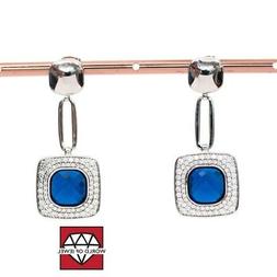 A Perno Di Argento 925 Quadrato Con Zirconi Pave' E Gemma Id