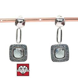 A Perno Di Argento 925 Quadrato Con Zirconi Pave' E Gemma Id