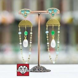 A Perno Di Bronzo Con Occhio Di Gatto E Pendente Con Catena 