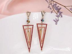 A Perno Dorato Arte Deco Triangolo Mini Perle Arancione Gran