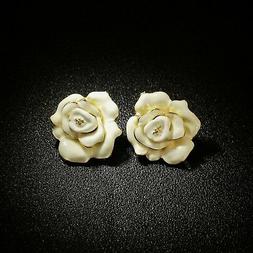 A Perno Dorato Grandi Pulci Fiore Rosa Smalto Bianco Retr&ograve; 