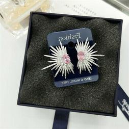 A Perno Grandi Pulci Stella Placcato Oro Bianco Cz Rosa G9 B