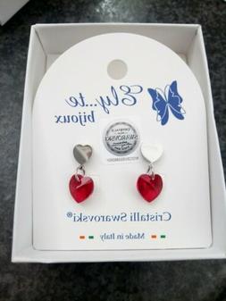 A Perno In Acciaio Con Cristallo Swarovski Cuore Rosso