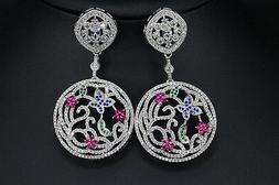 A Perno Placcato Oro Bianco Cz Filigrana Farfalla Matrimonio