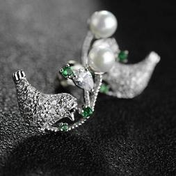 A Perno Uccello Perle Verde &Egrave; Oro Zirconia Cubica In Matrim