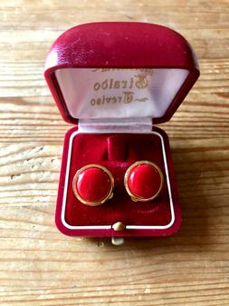 A Sfera In Corallo Con Clip Per Lobi Non Forati - Vintage An