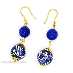 Agata Blu E Sfere In Ceramica Di Caltagirone - Gioielli Sici