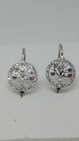 Albero Della Vita Argento Rodiato Pendente - Zirconi Colorat