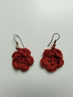 All'uncinetto Fatti A Mano - Fiori, Cotone Rosso Ruggine, Pi