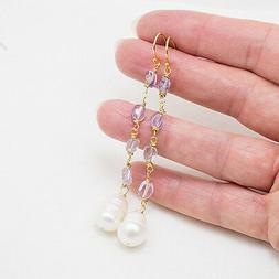 Ametista E Grandi Perle Placcati Oro Giallo Gioielli Pietre 