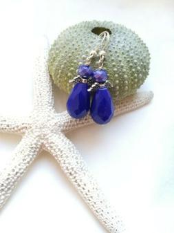 Angelo Blu Elettrico Color Argento Corti Cristallo Donna