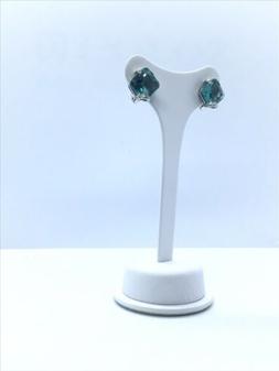 Anni 90 Con Perno E Clips In Oro Bianco 18 Kt E Pietra Celes