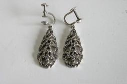 Antichi In Marcasite - Vecchi Pendenti H Cm 3 - Vintage Eari
