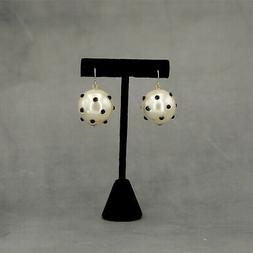 Argentato Gancio Grandi Perle Bianco 23mm Pav&eacute; Nero Semplic