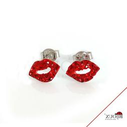 Argento 925  Bocca Con Brillantini Rosso Rodiato Donna Ragaz