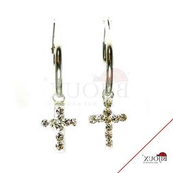 Argento 925 Cerchio Pendente Croce 1.2 X 14 Mm Uomo Donna Ra