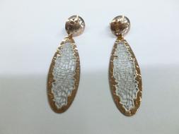 Argento 925 Color Oro Rosa Donna Lunghi Ragnatela Astratta M