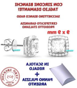 Argento 925 Con Zirconi Bianchi Quadrato Conf. Regalo - Cert