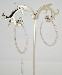 Argento 925 Donna Pendenti Cerchio Cristalli Zirconi Taglio 