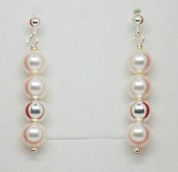 Argento 925 E Perle Swarovski 5810 6 Mm Cream Pearl Crema Sp