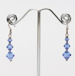 Argento 925 E Swarovski Bicono 4 6 8 Mm Sapphire Blu Zaffiro