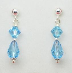 Argento 925 E Swarovski Bicono Goccia Aquamarine Acquamarina