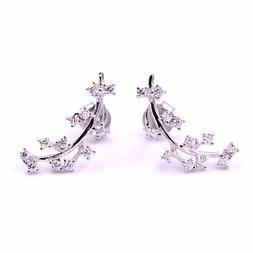 Argento 925 E Zirconi Bianchi A Forma Di Foglia