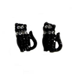 Argento 925 Forma Gatto Nero Con Strass