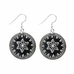 Argento 925 Ossidato Disco Rotondo Cerchio Tribali