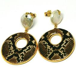 Argento 925, Pendenti, Perle Barocche Piatte, Ovali Effetto 