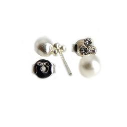 Argento 925 Perla 6 Mm Con Brillantini Molto Elegante Donna