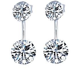 Argento 925 Punto Luce Curvo Con Zircone 6 Mm E 8 Mm