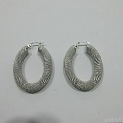 Argento 925 Rodiati Cerchi Ovali Satinati Brillantati Spediz