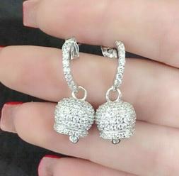 Argento Con Campanella Orecchini Pendenti Con Zirconi