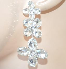 Argento Cristalli Fiori Donna Pendenti Sposa Elegante Matrim