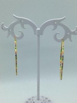 Argento Donna Cerchi Zirconi Rainbow Dorati Chiusura Scatto